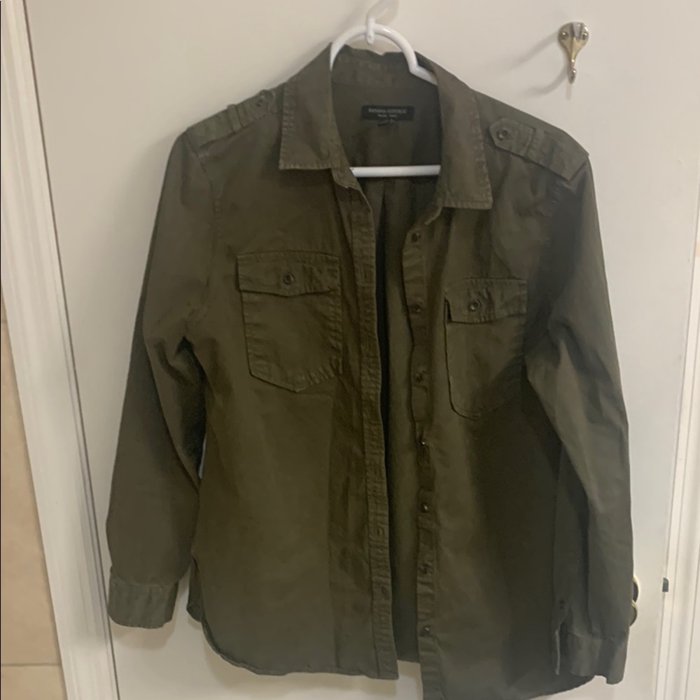 Banana Republic Green Utility Jacket Casual Style in size MPetite